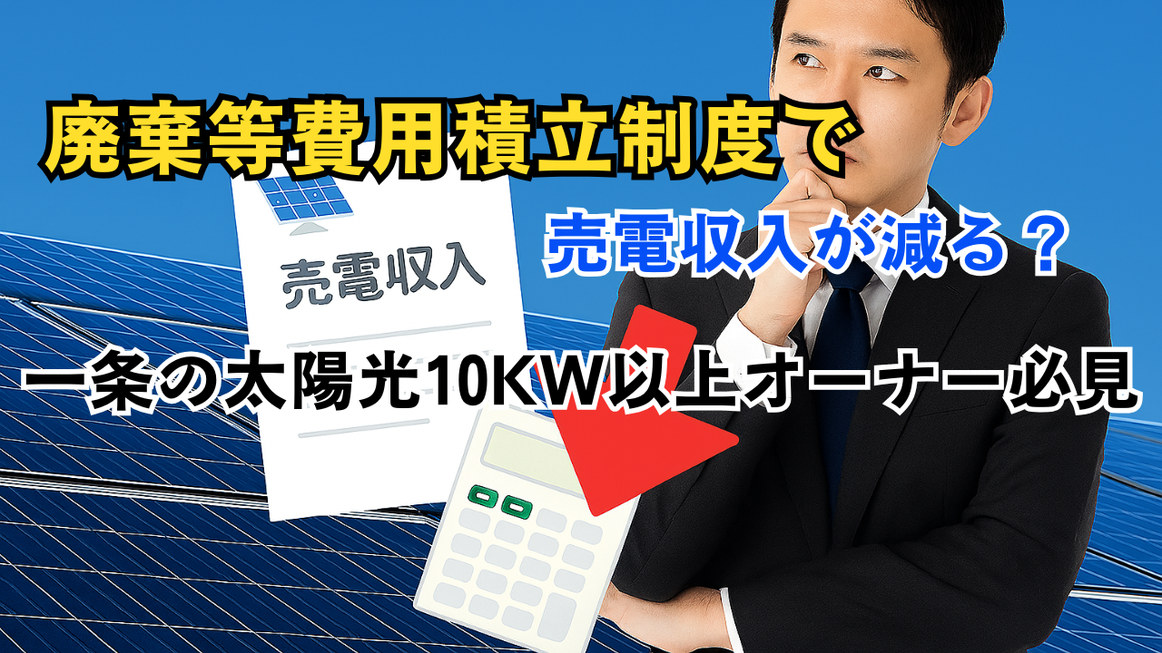 一条工務店の太陽光10kw以上は廃棄等費用積立制度で売電収入が減る？仕組み・対策を徹底解説