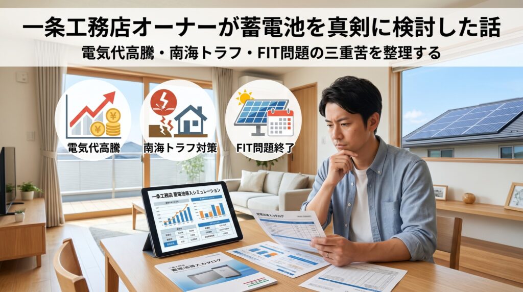 一条工務店オーナーが蓄電池を真剣に検討した話｜電気代高騰・南海トラフ・FIT問題の三重苦を整理する
