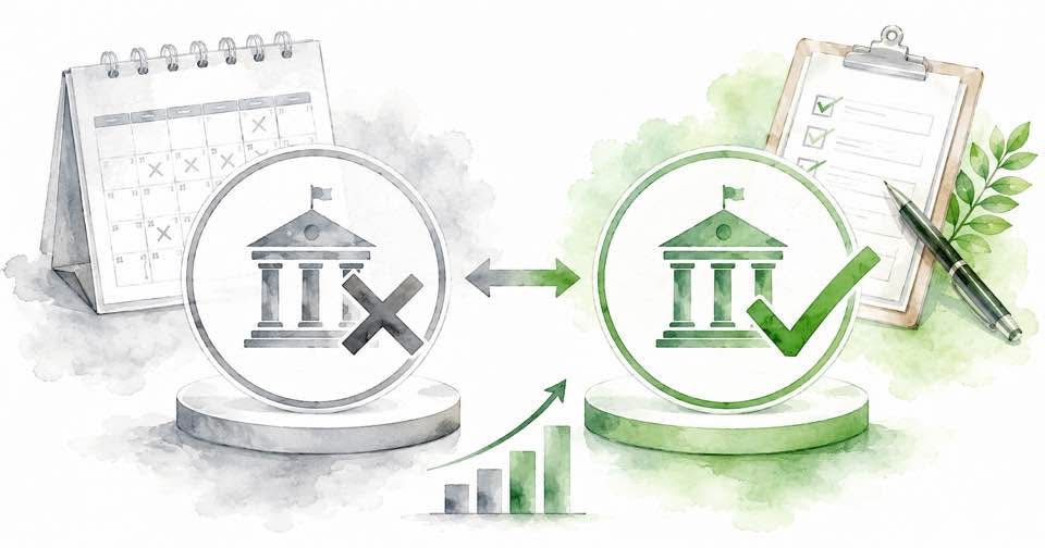  国と自治体の補助金制度の現状を整理するカレンダーとチェックリストのイラスト