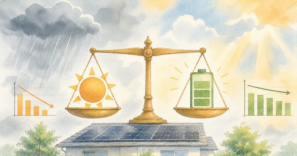日照時間と発電量の関係｜日照−26.6%でも発電は−14.2%だった